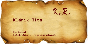 Klárik Rita névjegykártya